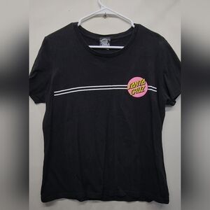 Santa Cruz Black Tee with White Logo